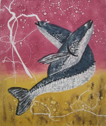 The Grunion Dance - Trace  monotype 10 x 12